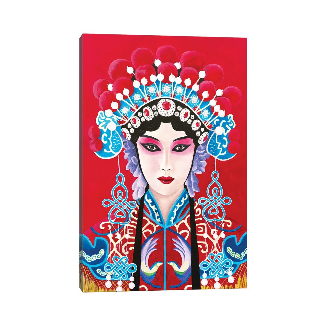 Chinese Opera Lady von Sally B - Galerie-verpackte Leinwand Giclée