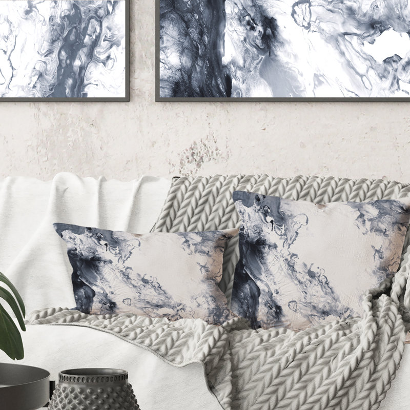 Coussin décoratif noir et blanc «I», art moderne imprimé noir et blanc, 18 po x 18 po