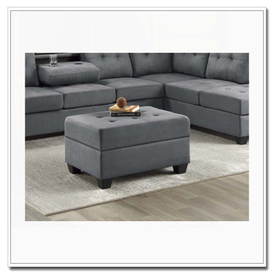 Repose-pieds de rangement moderne gris foncé avec dessus capitonné