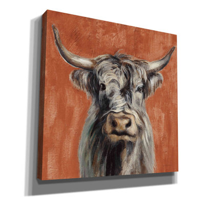 «Highland Cow on Terracotta» par Silvia Vassileva, art mural sur toile