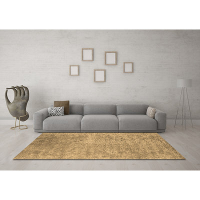 Tapis brun contemporain lavable à la machine 2731