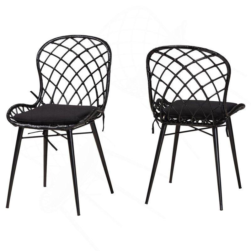 Ensemble de 2 chaises de salle à manger en rotin