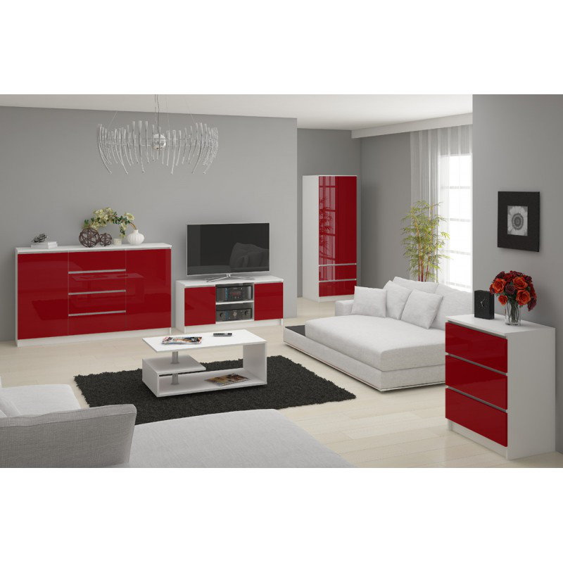 Eldena Unfinished Entertainment Centre for TVs up to 55", White/Red Gloss