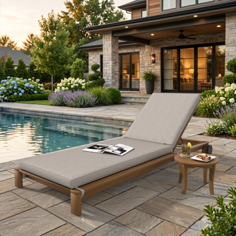 Sunbrella® Outdoor Chaise Cushion, Cast Silver, 23" W x 75" D