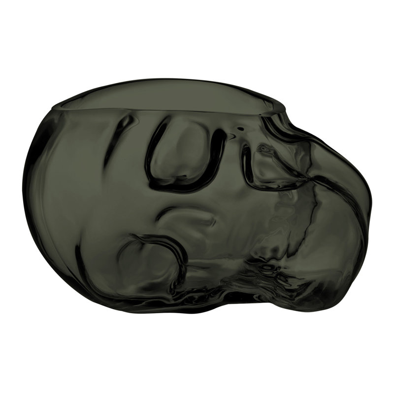 Memento Mori Handmade Lead Free Crystal Decorative Bowl, 5.91" H x 9.8" W x 9.45" D, Smoke