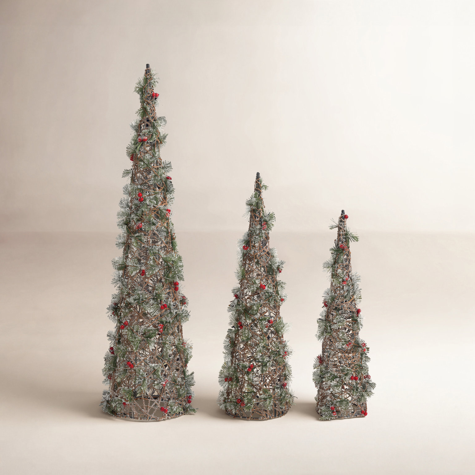 3-Piece Lighted Cone Tree Set