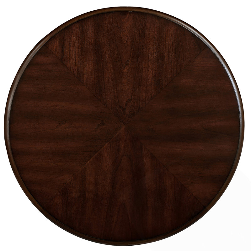 Retro Round End Table,Solid Wood Sofa Side Table, Cherry, Espresso