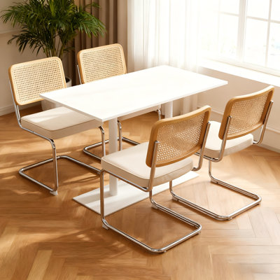 Ensemble de 4 chaises de salle à manger en rotin 19,7 "de large champagne (ensemble de 4)