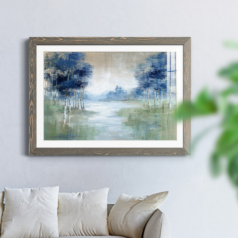 Birch River - peinture encadrée, H 31 po x l 44 po x P 1 po, Encadré gris
