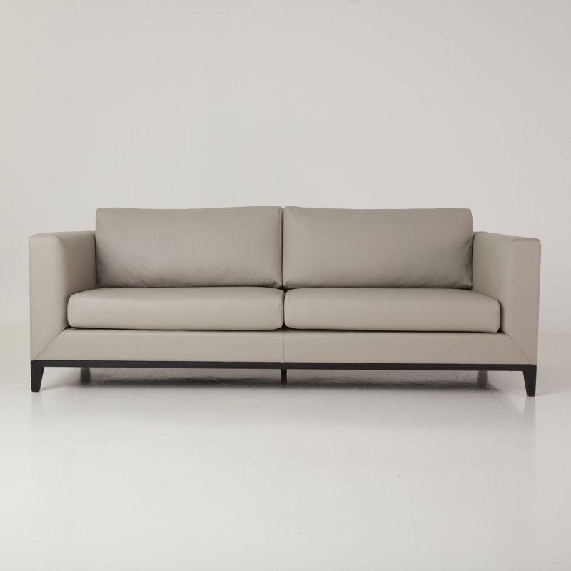 La Roux Leather Sofa, Smoke Genuine Leather, Black