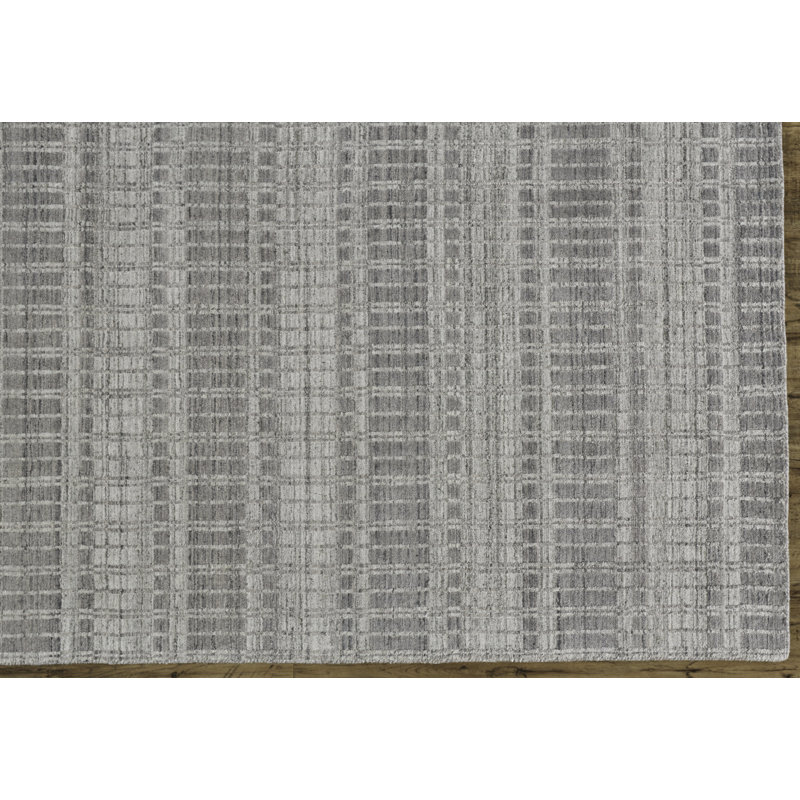 Tapis gris fait à la main Adriann, Rectangle 7 pi 3 po x 9 pi 3 po