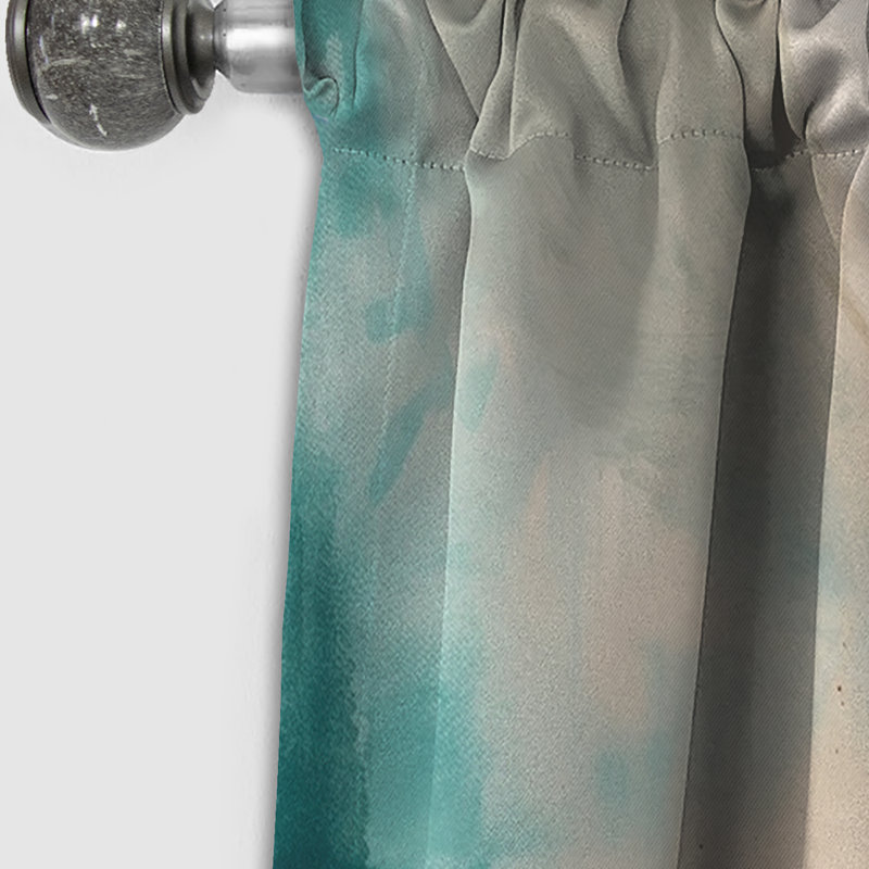 Rideau occultant géométrique vert et crème Visions In Boho - Boho, L 52 po x L 90 po
