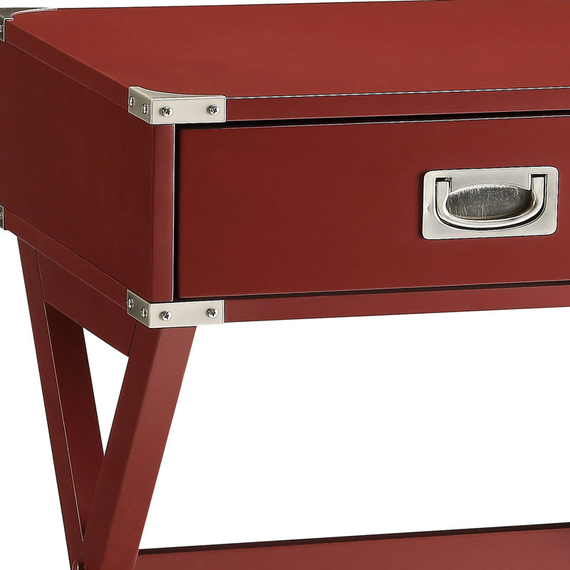 Bureau à finition rouge avec rangement - 17,82 po de largeur et table de conception moderne en bois, Rouge