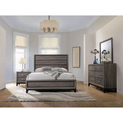Ensemble de chambre avec lit à panneaux 4 pièces Carina