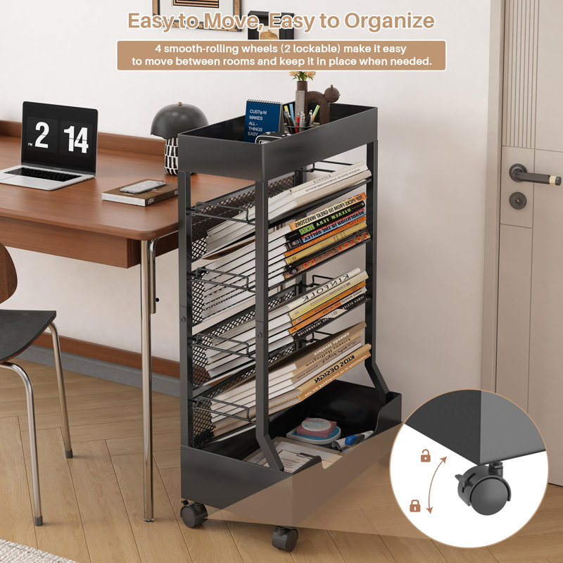 71cm H x 42cm W File Cart with Wheels, Black