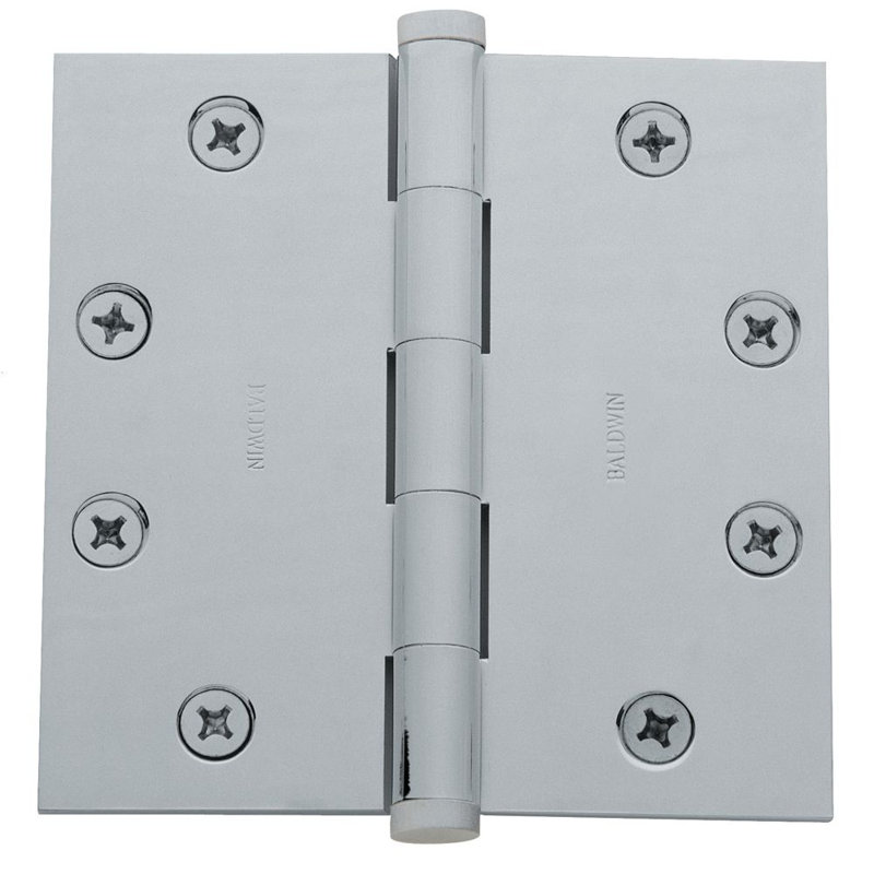 4.5" H x 4.5" W Butt Bearing Single Door Hinge, Yes, Lifetime Bright Nickel