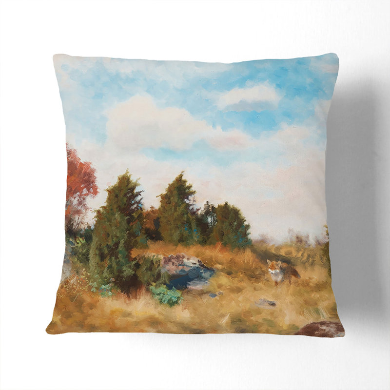 Fox in Autumn Scatter Cushion, Black, 40cm H x 40cm W x 15cm D