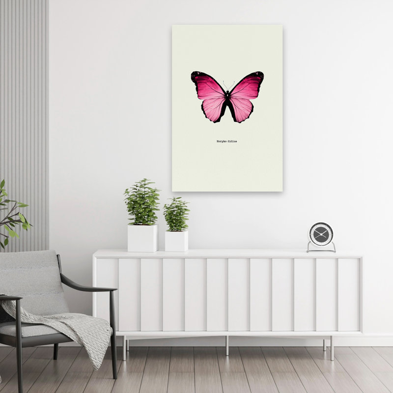 Papillon rose - Art avec papillons, H 36 po x l 24 po