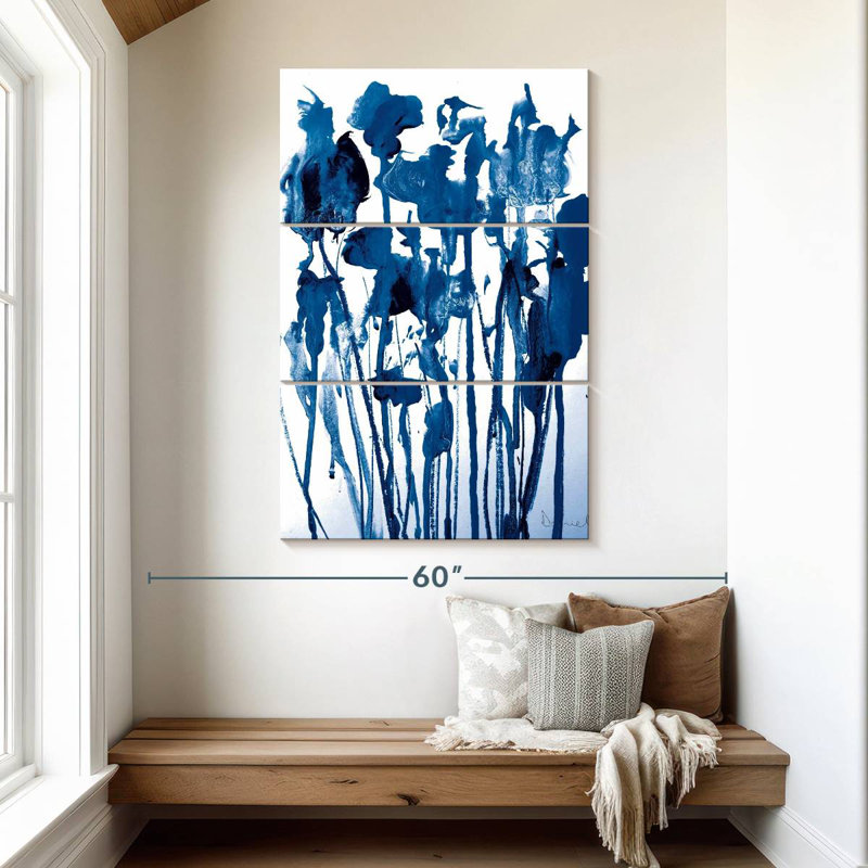 Avery Navy Flowers, 50" H x 32" W