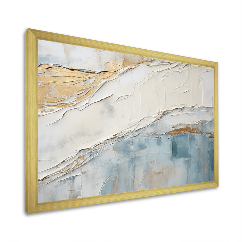 «Chrysi - Coastal Minimalisme», reproduction sur toile encadrée, Cadre doré, H 30 po x l 40 po x P 1,5 po