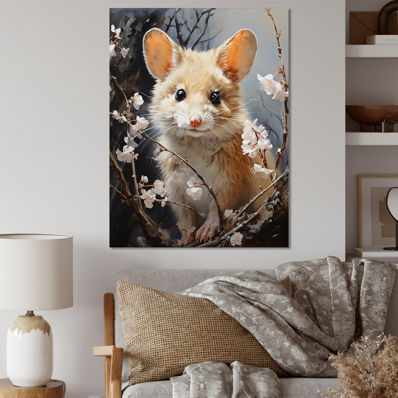 Curious Meadow Mouse - Art mural, Toile tendue, H 32 po x l 24 po x P 1 po