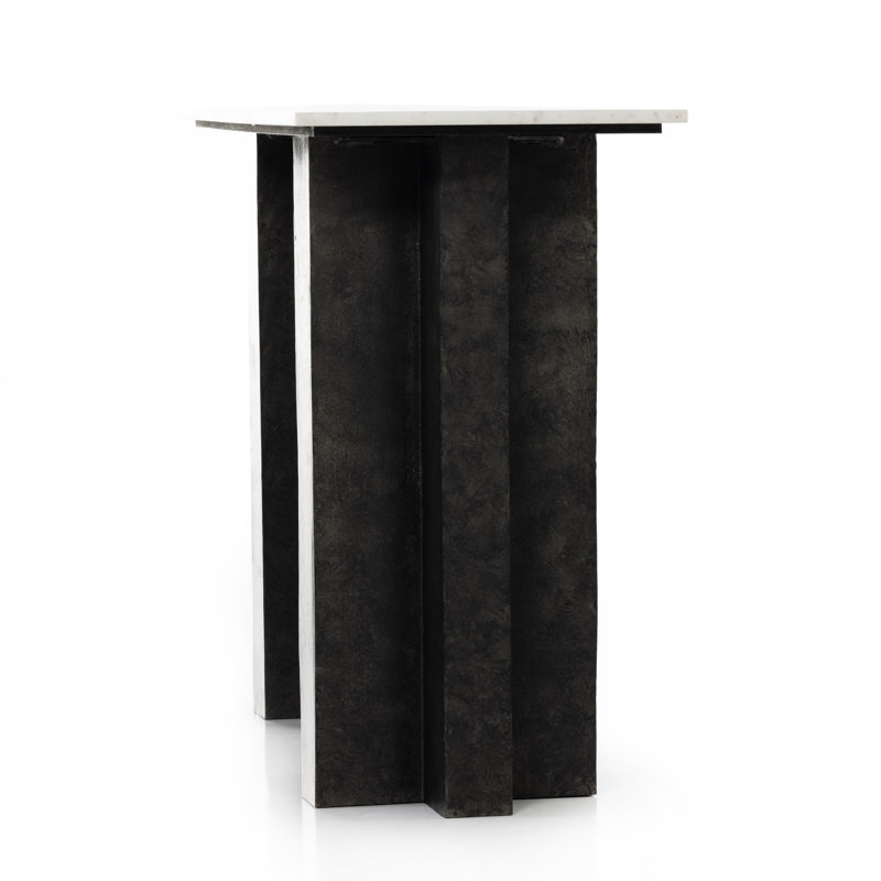 Terrell 51'' W Marble Console Table, White/Neutral