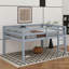 Lit mezzanine double avec échelle et garde-corps, cadre de lit bas avec espace de rangement, cadre de lit mezzanine en bois d'hévéa pour enfants adolescents-47599196