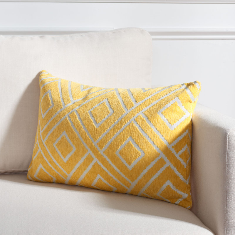 Triska Geometric Reversible Throw Pillow, Yellow