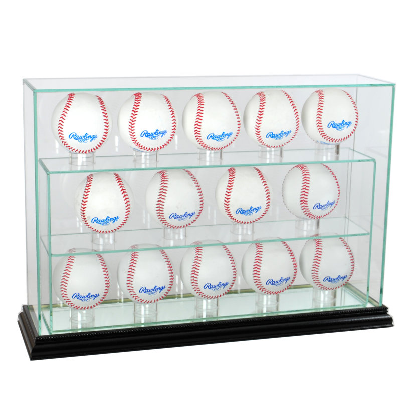 Perfect Cases And Frames 17'' W 4'' D Baseball Glass Ball / Puck Case, Black