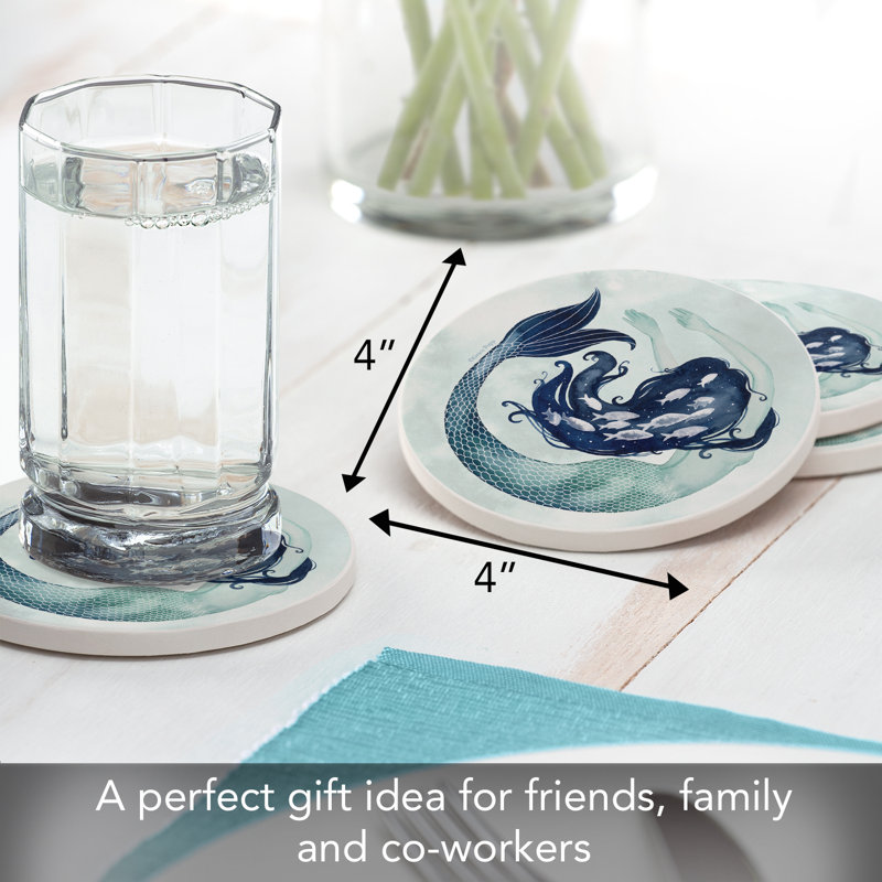 Ensemble de 4 sous-verres ronds en pierre Mermaid Scales