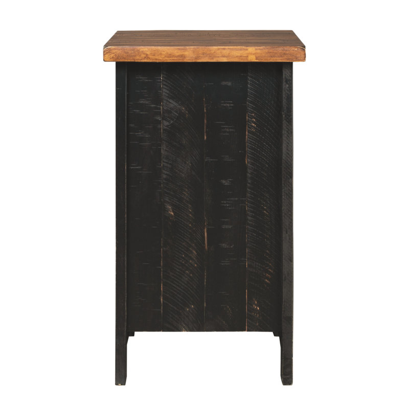 Valebeck Black and Brown Rustic Wood Metal Storage End Table