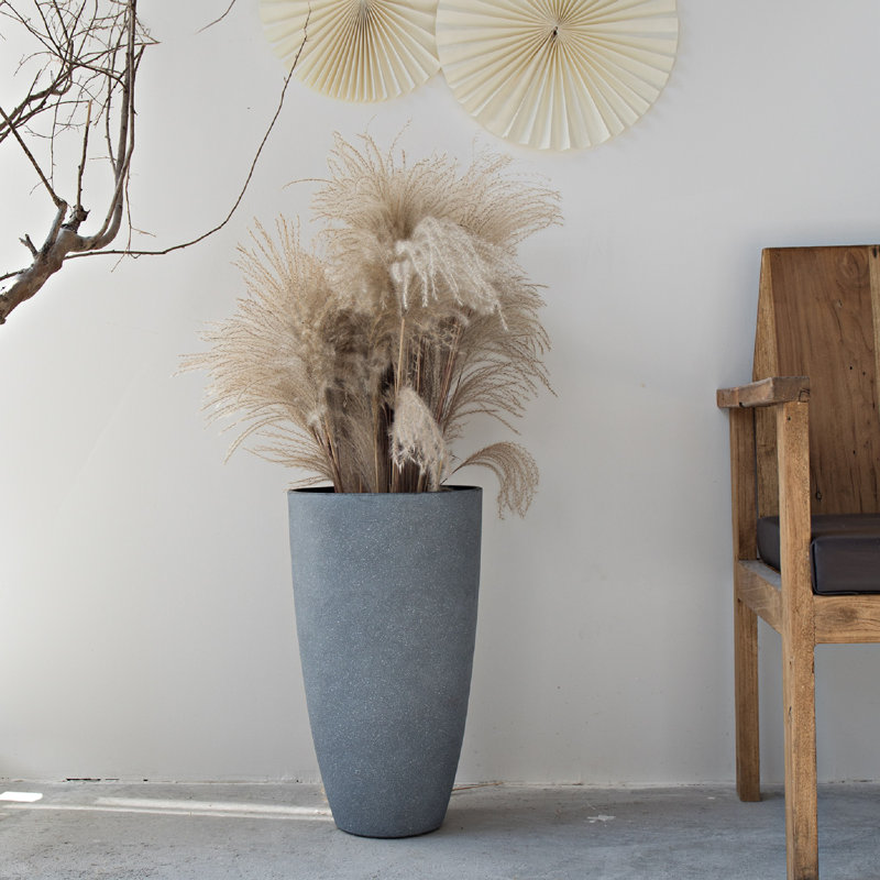 Pot à fleurs rond avec plateau Nova l 12 po, Gris, 2, H 20 po x l 11,5 po x P 11,5 po