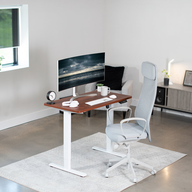 Dark Walnut and White Adjustable Height Standing Desk