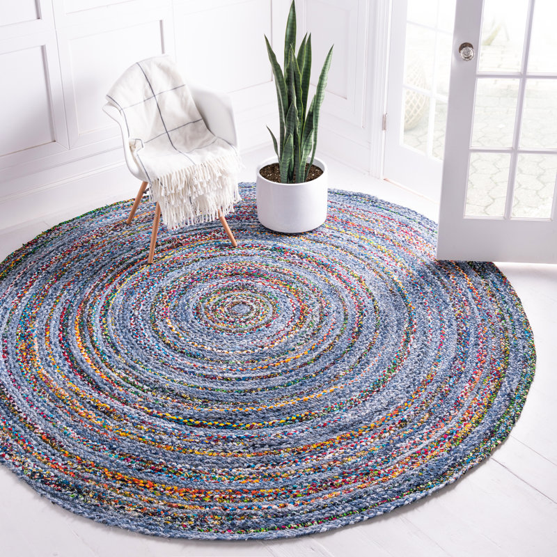 Tullie Hand Braided Cotton Abstract Indoor Rug, Round 8'