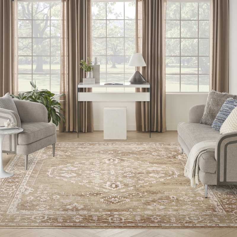 Bungalow Rose Newfields Machine Washable Rust Multicolor Vintage Indoor Rug, Rectangle 7'10" x 10'