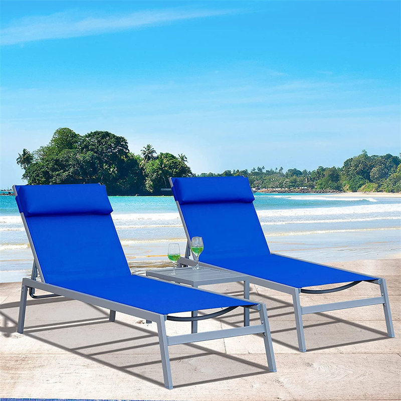 Outdoor Metal Chaise Lounge with Table