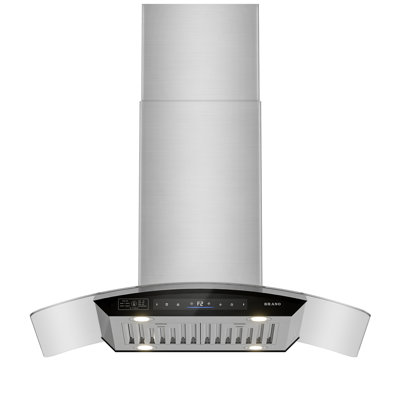 Hotte îlot convertible Brano de 36 po avec 2 filtres à charbon - Hotte de cuisine 900 pi³/min avec commandes vocales, gestuelles, tactiles et à distance et 4 lumières DEL