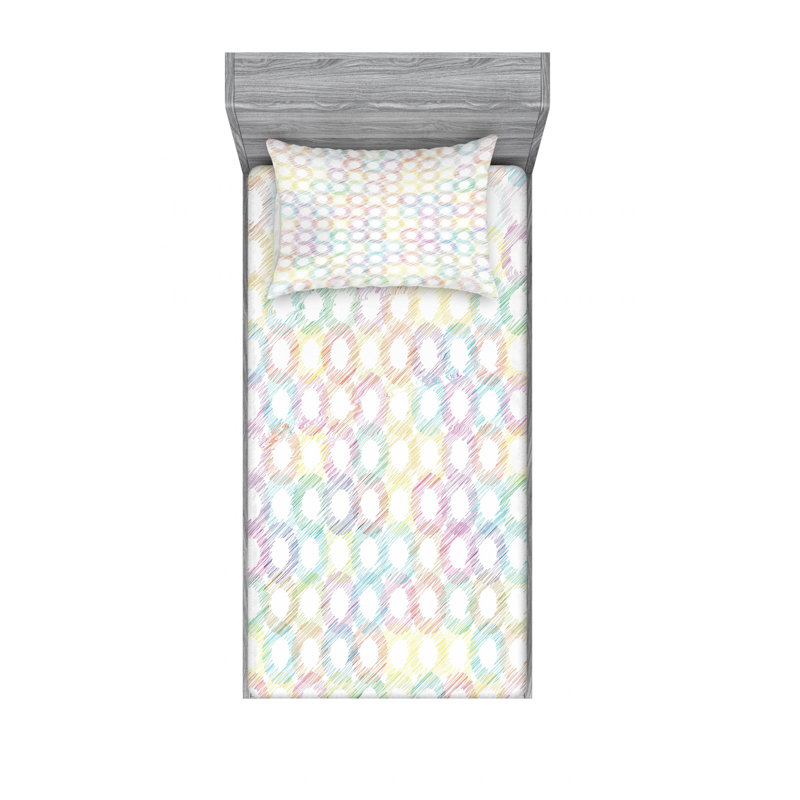 Ensemble de draps à motif géométrique grunge, Ensemble de draps pour lit simple avec drap-housse