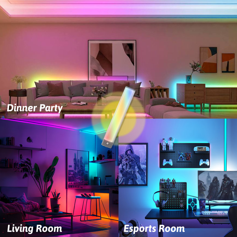 10-Inch RGB Adjustable Motion Sensor Under Cabinet Light Bar