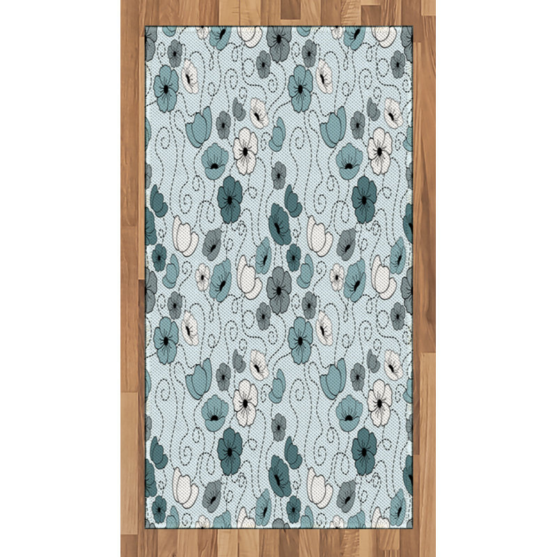 Floral High Density Long Fiber Poly Threads Decorative Area Rug Carpet, Rectangle 2'7" x 5'