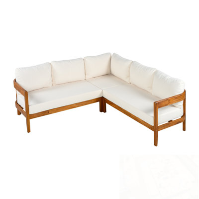 Outdoor Wodden Sofa Set with sturdy legs and soft cushion