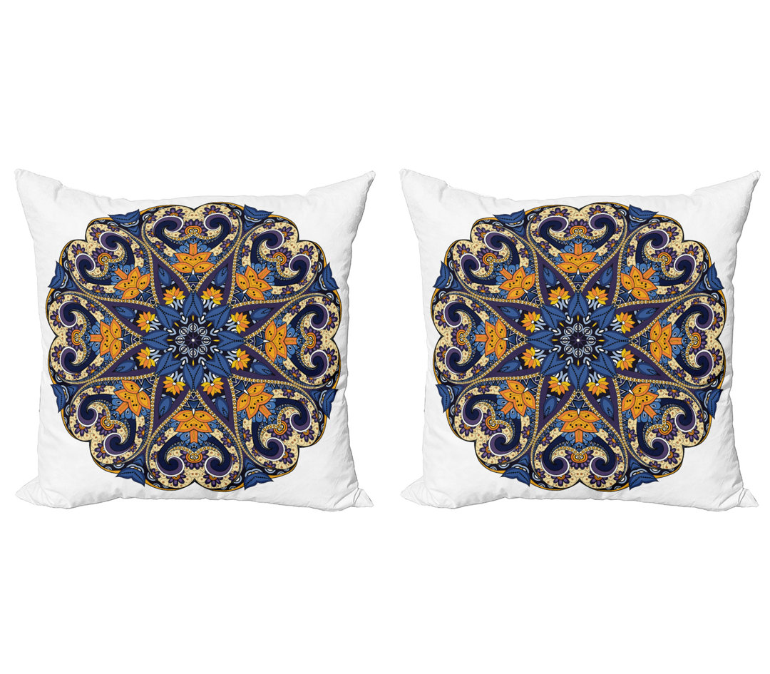 Dekokissen Kissenbezug, Floral Mandala-Motiv, Ethnisch, Blau Orange Lila