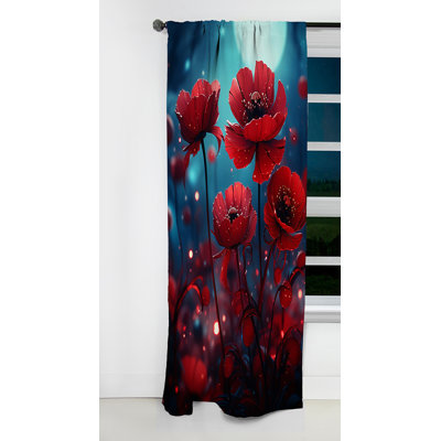 Estrella - Poppies Curtain - Blackout Floral Curtain - 1 Panels