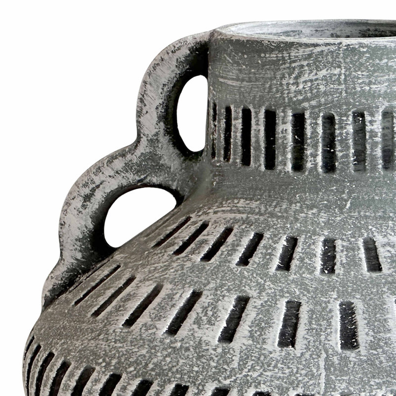 Vase à fleurs bleu en faïence Aztec
