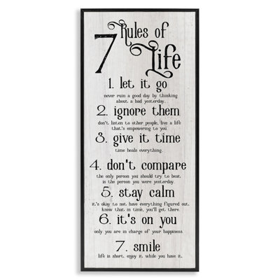 Rules Of Life Motivating List Black Framed Giclee Art by Lil' Rue
