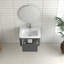 24-Inch Wall Mounted Bathroom Vanity In Grey, Featuring White Ceramic Integrated Basin, 45 Angled Handle, Soft-Close Drawer, Waterproof Structure, Ample Storage For Toiletries, American Style, Easy-1126164535