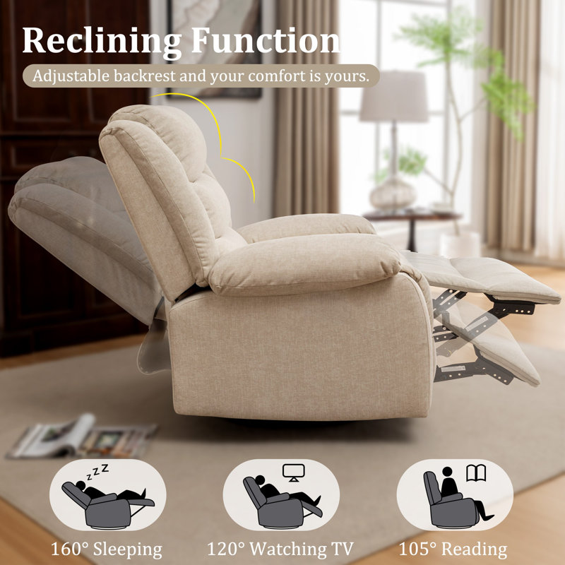 Ellisse Khaki Wool Oversized Recliner with Massage and Heat