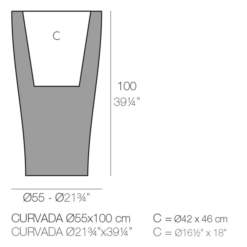 Curvada Resin Pot Planter, Steel, 39.25" H x 21.75" W x 21.75" D