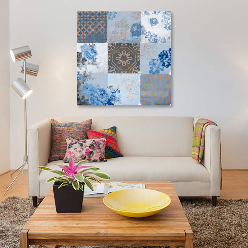 «Deft Blue», impression sur toile, H 26 po x l 26 po x P 1,5 po, Pas de tapis, Toile tendue