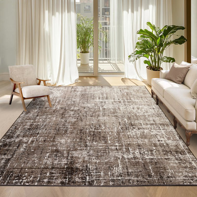 Tapis de salon abstrait en fausse laine lavable